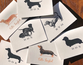 Personalized Dachshund Note Cards with Vintage Dog Art