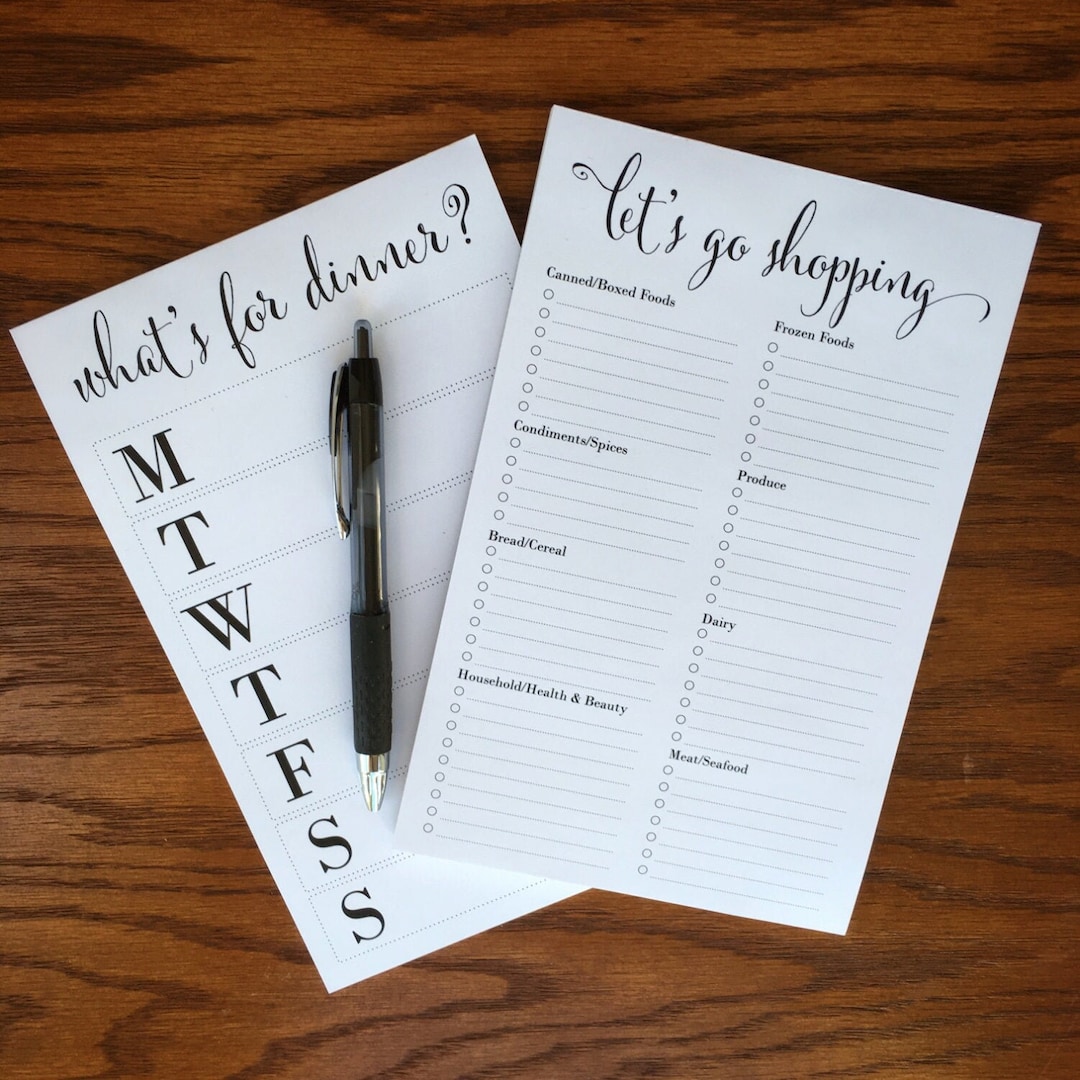 Meal Planning and Grocery List Note Pad Set - Etsy