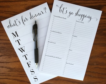 Meal planning and grocery list note pad set