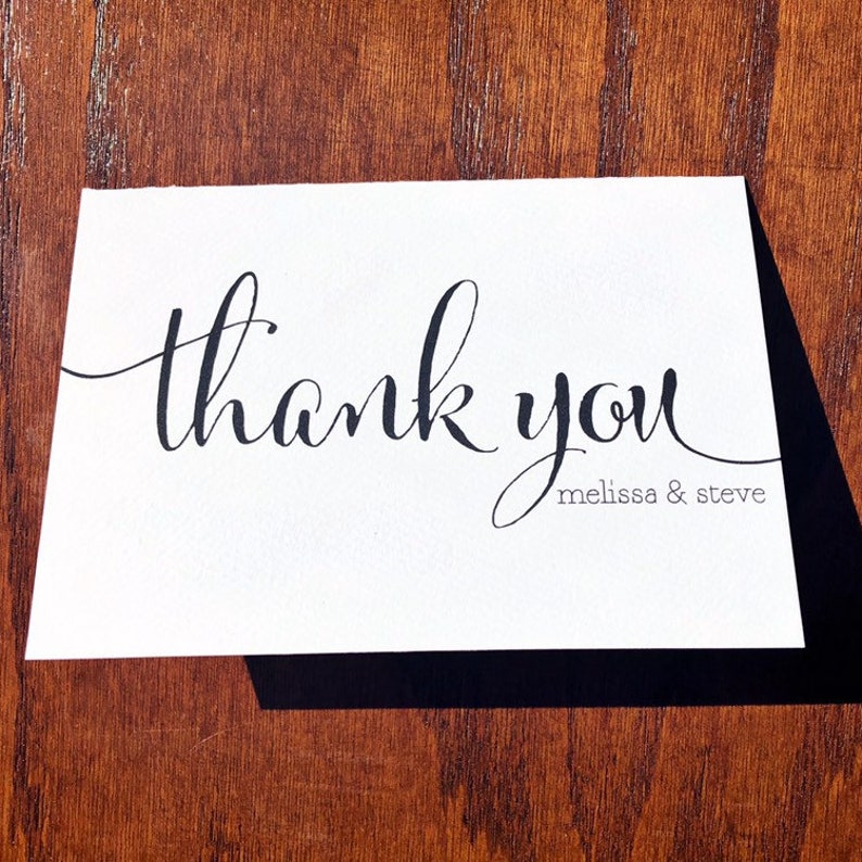 Bridal Shower Thank You Card Set large script Etsy