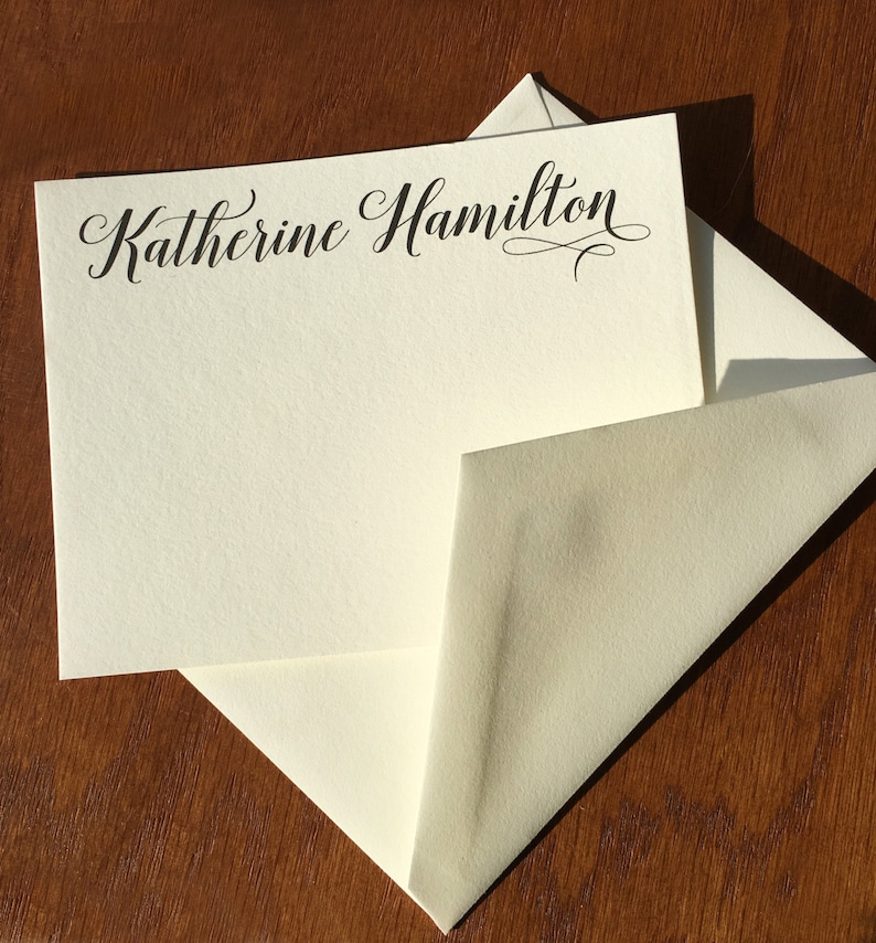 100/% Cotton Graceful Name Stationery Set of Correspondence Cards