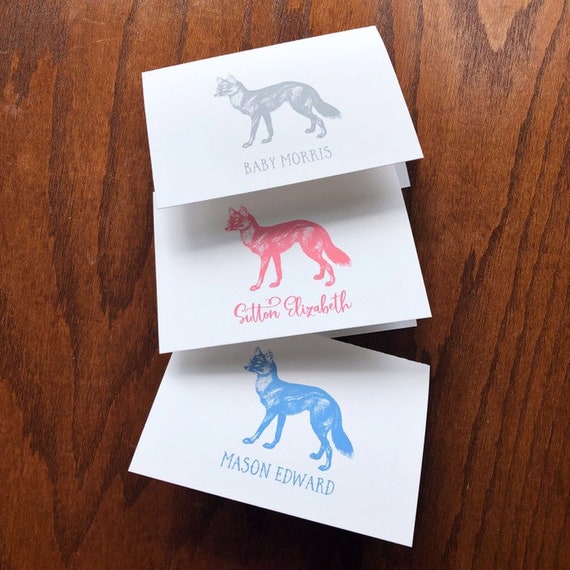 100 Cotton Fox Baby Thank You Cards For Cabin Nursery Decor Etsy
