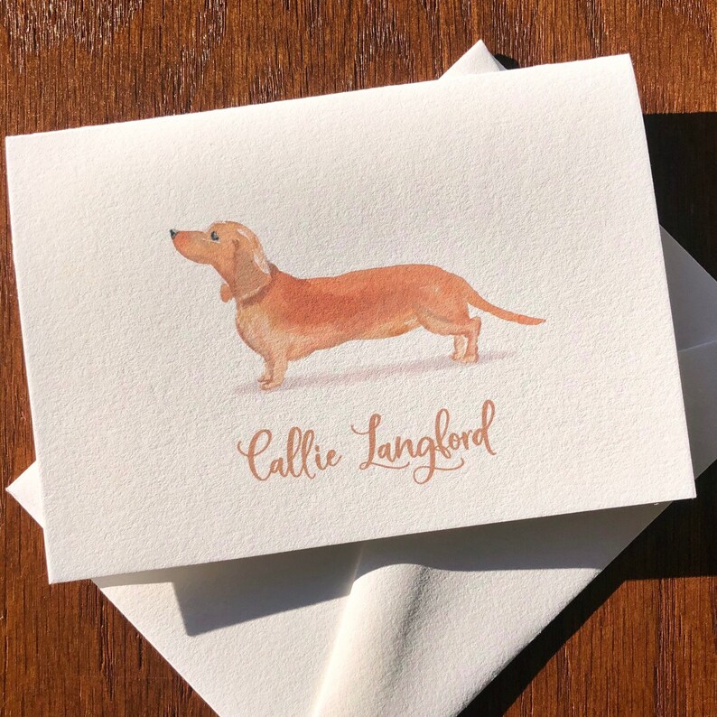 Personalized Dachshund Note Cards With Vintage Dog Art Etsy