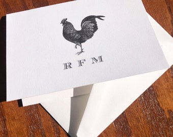 Personalized Rooster Stationery Note Cards