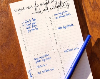 Time Management Tool: Priority Matrix Notepad to organize your To Do List