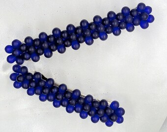 Horquilla para el cabello en azul cobalto con pinza francesa, Colección Burbujas ~ 2 tamaños para elegir