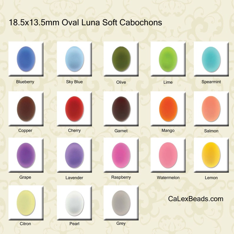 Cabochon Luna, 18x13mm Oval LunaSoft Cabs in 5 colors image 1