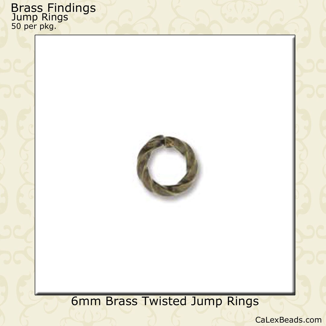 Antique Brass Jump Rings in 2 Style Options6mm Twisted Jump Rings Pk