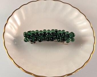 Hair Barrette in Prairie Green, Small 2 inch French clip Tiny Bubbles Collection
