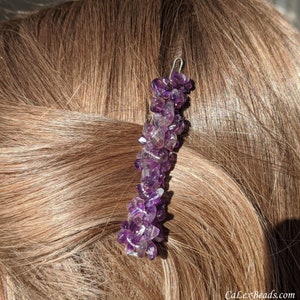 Magali Hair Clip in Amethyst Gemstones, Small 2.75&quot;