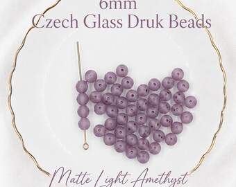 6mm Czech Glass Druk Beads, Smooth Round Beads, 50 Beads, Czech Glass Beads, Jewelry Making Beads, Multiple Colors