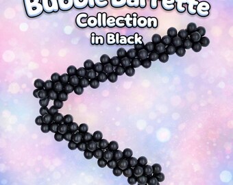 Barrette à cheveux noire sur pince, collection Bubbles ~ 2 tailles au choix