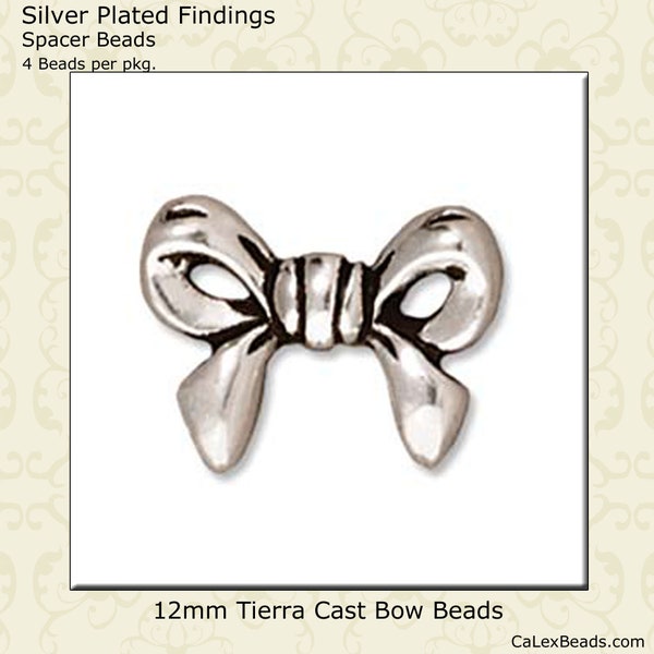 Silver Spacer Beads 10 styles to choose from Tierra Cast message beads in Love, Hope and Joy, Tierra Cast Bow Beads, 5mm Square Spacer Beads