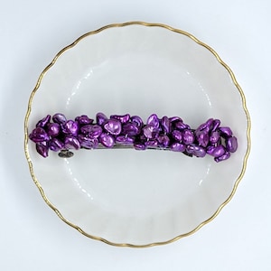 Hair Barrette in Fresh Water Pearl Violet, 3 inch French clip
