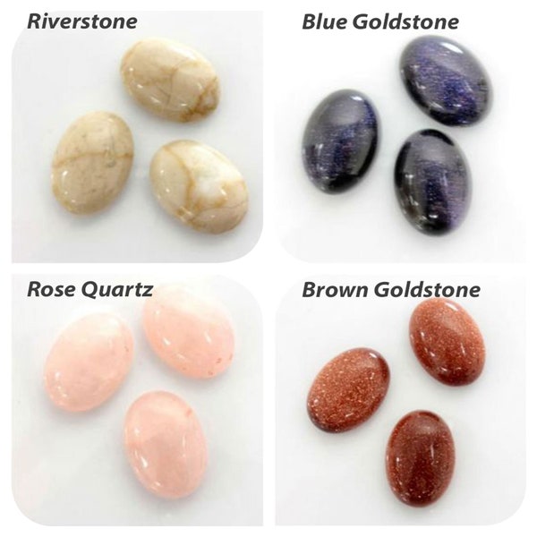 Cabochon Gemstones, 18x13mm Oval Cabs in over 30 different types of gemstone. 5/pk
