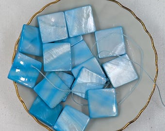 Gemstone Beads, Mother of Pearl 19mm Flat Diamond Beads, 16 inch strands in 6 beautiful colors.