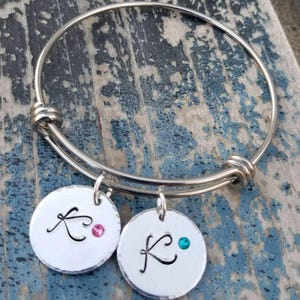 Initial Bracelet With Swarovski Crystals Birthstone