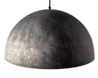 Rustic Dome Pendant Light: 18" Industrial Black Steel Hemisphere