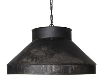 LARGE 22" Black steel ductwork pendant kitchen pendant island light dining room FREE SHIPPING