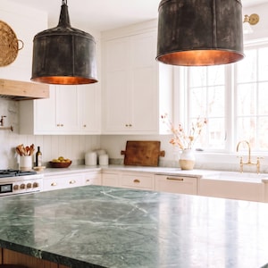Large Funnel Pendant Light: Black Steel