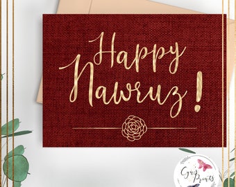 Feliz Nawruz Baha'i Tarjeta de felicitación / Elegante tarjeta imprimible digital / ¡Consigue la tuya hoy mismo!