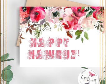 Happy Nawruz Baha'i Greeting Card/ Elegant Digital Printable Card/ Get Yours Today!