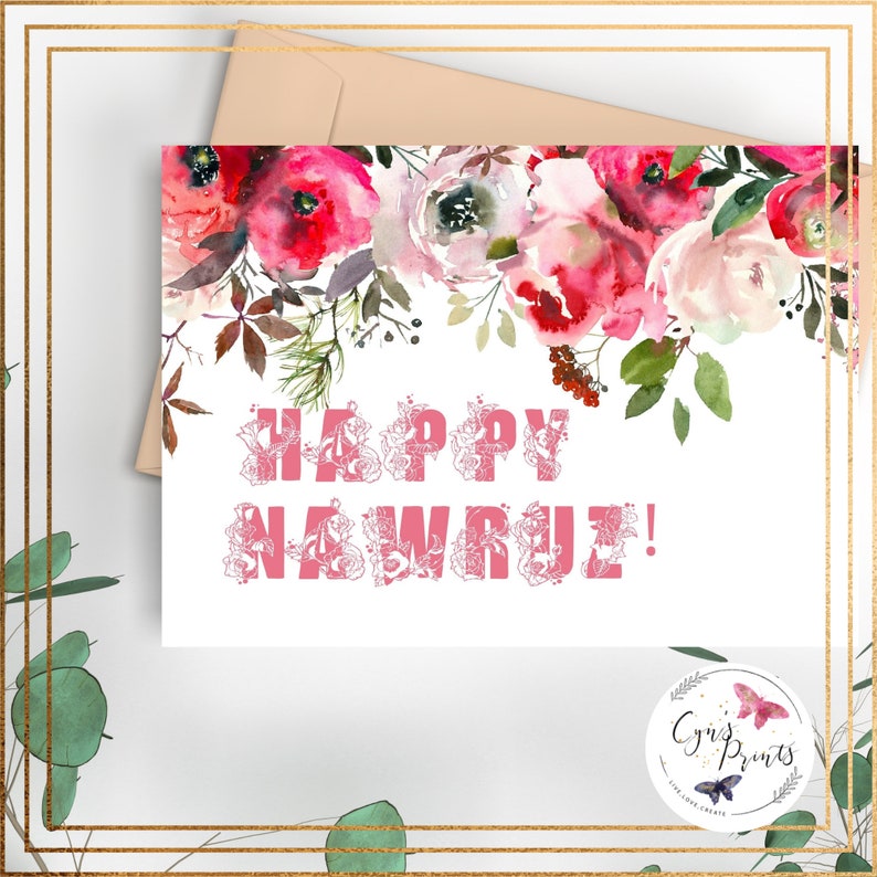 Feliz Nawruz Baha'i Tarjeta de felicitación / Elegante tarjeta imprimible digital / Consigue la tuya hoy mismo imagen 1