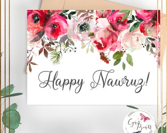 Happy Nawruz Baha'i Greeting Card/ Elegant Digital Printable Card/ Get Yours Today!