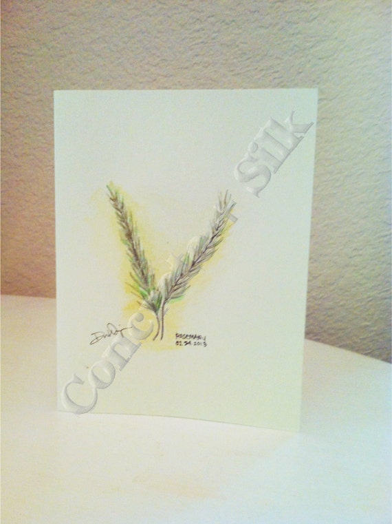 Items similar to Rosemary Card Handdrawn & Watercolored on Etsy