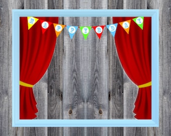 Carnaval / Circus Verjaardagsfeest Thema - Fotohokje - Rekwisiet - Decoratie - Downloadbaar - Printable - 16x20