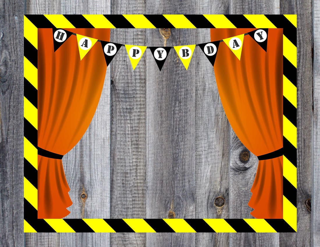 Construction Birthday Party Theme Photo Booth Prop Decoration Downloadable Printable 16x20