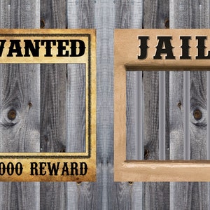 Gesucht & Gefängnis Poster Bundle - Western, Cowboy, Rodeo Geburtstag Party Thema - Foto-Stand - Prop - Dekoration - Download - druckbare 16 x 20