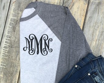 Pocket-Size Monogram Baseball Tee, Personalized Raglan, Personalized Gift, Newlywed Present, Monogrammed Shirt