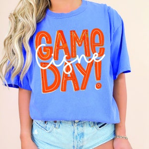 Cisne Game Day Royal and Orange, Comfort Colors Flo Blue, Cisne School Spirit Shirt, Cisne Team Pride Tee, Unisex Fit Shirt Cisne