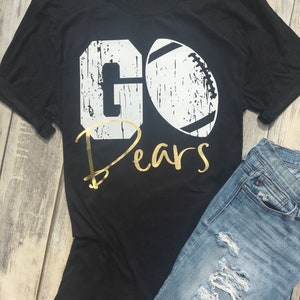 Customizable GO Mascot, Football Team Spirit, Go Bears, Black and Gold FOIL, School Colors, School Pride, Team Spirit Tee Shirt
