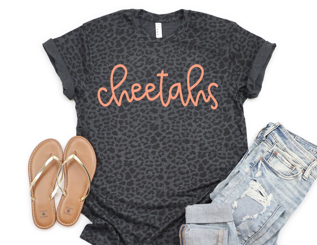 Cheetahs Coral Print, Custom Handwritten School or Town on Black