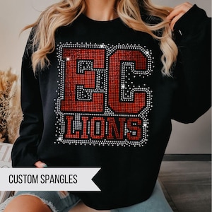Custom Spangle Team Spirit Shirt, EC Lions Spangle Bling Tee, Unisex Fit