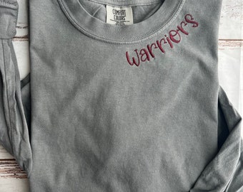 Custom Embroidered Collar Design, School Mascot, Tonal Comfort Colors, Unisex Fit