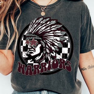Warriors Maroon and White, Comfort Colors Pepper, Warriors School Spirit Shirt, Warriors Team Pride Shirt, Warriors School Shirt, Unisex Fit