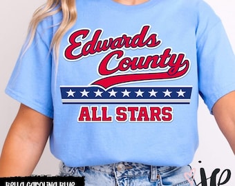 Edwards County All Stars Familie und Fans Shirts, Bella Unisex Carolina Blau