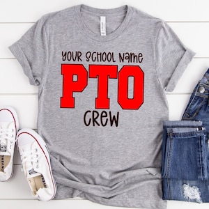 School Name PTO/PTA Crew Shirt Parent Teacher Crew Shirt - Etsy