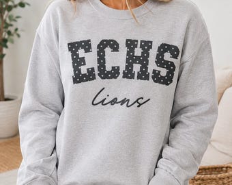 Custom School Spirit Shirt | Personalized Team Mascot Tee or Sweatshirt | Polka Dot Varsity Shirt | School Mom Spirit Wear | Custom Team Tee