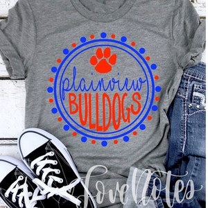 Bulldogs Team Spirit Shirt, Team Pride, Red and Blue, School Colors Shirt, Paw Print, Mascot Shirt