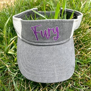 Fury Softball Visor, Optional Number, Custom Team Hat , Softball Mom Hat, Baseball Mom, Adjustable, One Size