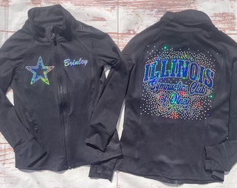 IGCO Illinois Gymnastics Club Spangle Studio Jacket Personalized Studio Jacket, Girls, Ladies Fit