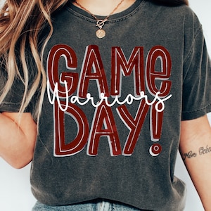 Warriors Game Day Maroon and White, Comfort Colors Pepper, Warriors School Spirit Shirt, Warriors Team Pride Tee, Unisex Fit Shirt Warriors