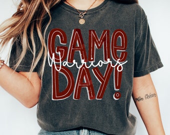 Warriors Game Day Maroon and White, Comfort Colors Pepper, Warriors School Spirit Shirt, Warriors Team Pride Tee, Unisex Fit Shirt Warriors