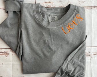 Custom Embroidered Collar Design, School Mascot, Tonal Comfort Colors, Unisex Fit