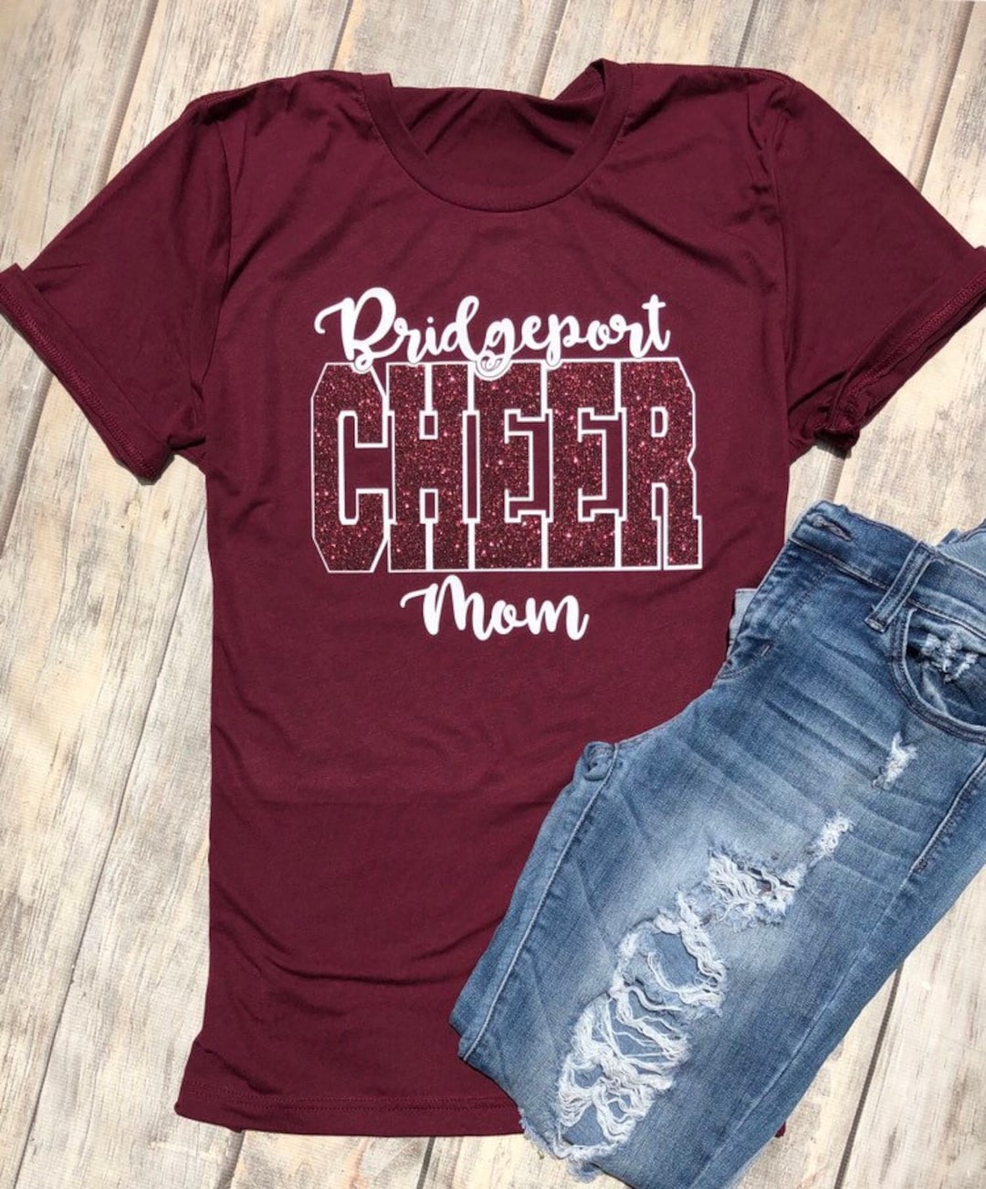 Glitter Cheer Mom Shirt Unisex Fit, School Colors Etsy