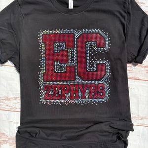 EC Soccer Custom Spangle Team Spirit Shirt, EC Zephyrs Spangle Bling Tee, Unisex Fit